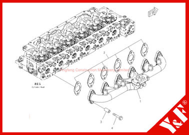 kaufen Baumaschinen-KOMATSU-Bagger zerteilt PC200-8 Maschine 6D102 des Auspuffkrümmer-6754-11-5110 online manufacture